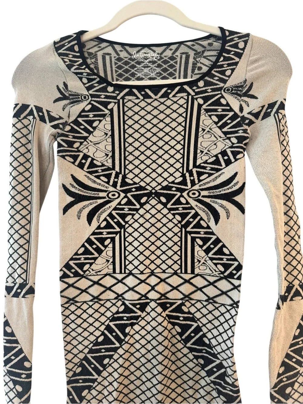 Free People Intimately Geometric Bodycon Long Sleeve Dress